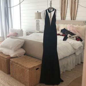 Beautiful Sherri Hill black halter evening dress
